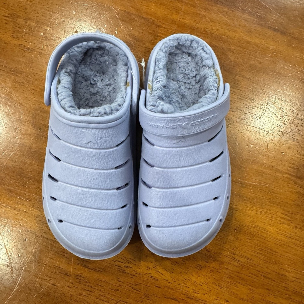 RUGGED SHARK Blue Sherpa Lined Back Ankle‎ Strap Clogs Size 11 Kids